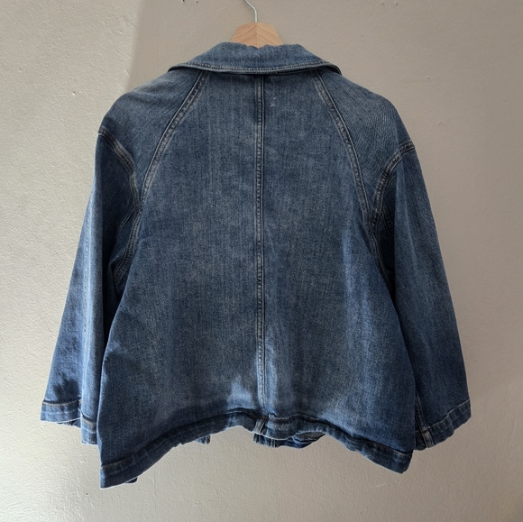 Pilcro from Anthropologie Cropped Jean Jacket With Wide Arms Large Petite - Picture 2 of 3